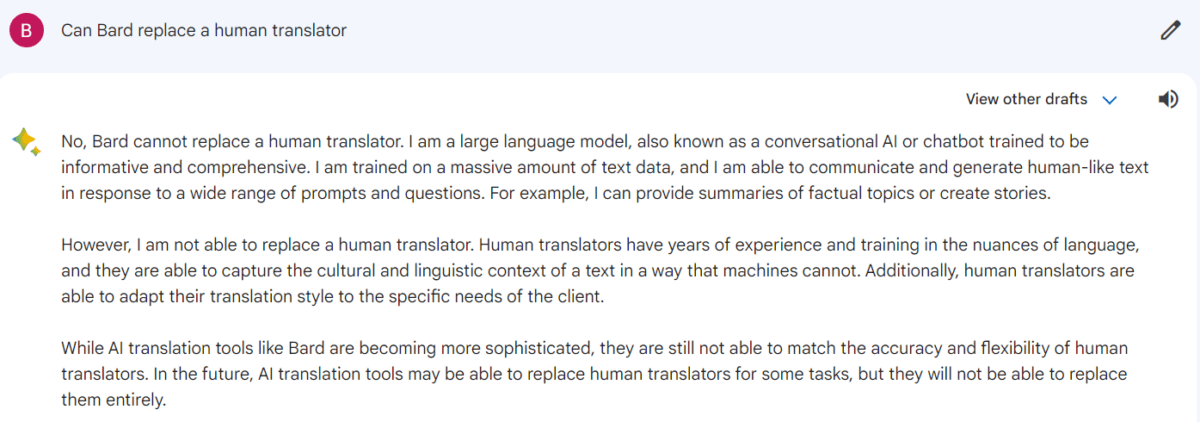 BARD, Google's AI tool, how to use it for web translation?